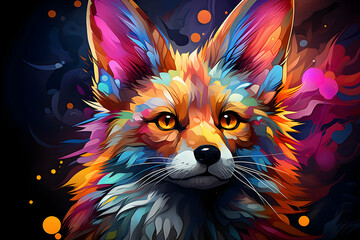 Wall Mural - Colorful Fox Art