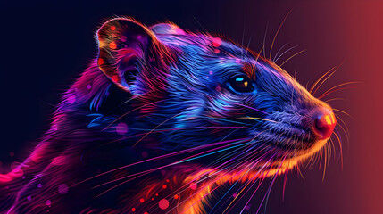 Wall Mural - Neon Rat Art