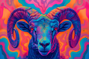 Canvas Print - Psychedelic Ram Portrait