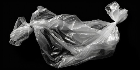 Poster - A close-up view of a plastic bag in shades of gray, with a rough texture and crinkled surface