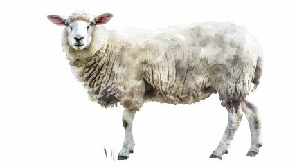 Sticker - A single sheep standing in front of a plain white background