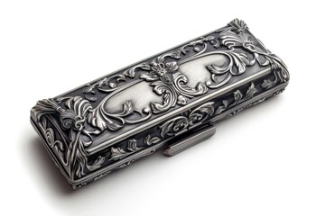 Poster - A small, shiny silver box placed on a clean and smooth white surface