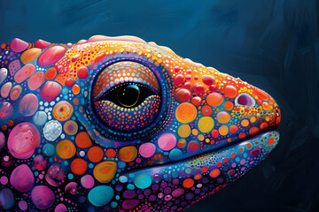 Poster - Colorful Chameleon Eye Closeup