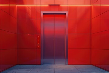 Aufkleber - Elevator interior with red wall