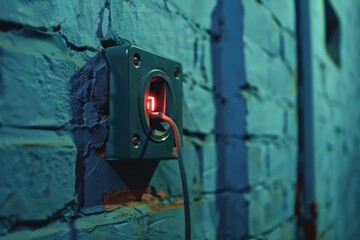 Poster - A close-up shot of a light switch mounted on a brick wall