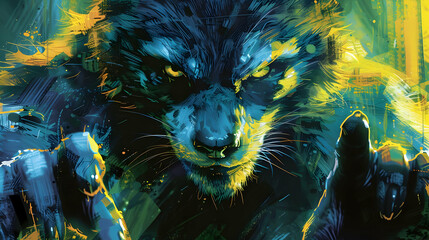 Sticker - Wolf Painting: Close Up