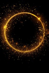 Poster - A close-up shot of a circle of golden sparks on a dark, black background