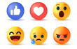 © icons gate - 3d emoji reactions social media reaction emojis, emoticons - like, love, haha, wow, cry, angry, smileys, emoji, emoticon