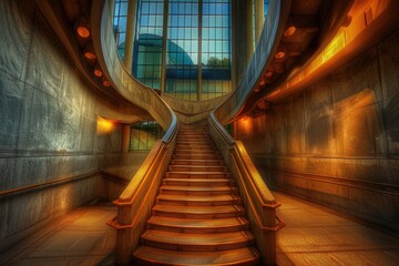 Poster - Image of a staircase leading up to the main entrance of a building