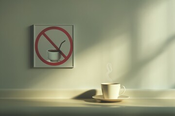 Aufkleber - A single serving of coffee sits atop a table, awaiting consumption