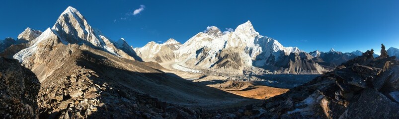 Poster - Evening sunset panoramic view of mount Everest