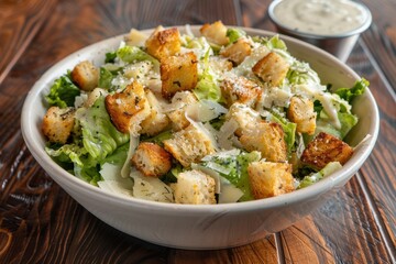 Wall Mural - Caesar Salad with Fresh Croutons and Creamy Dressing. Generative AI.