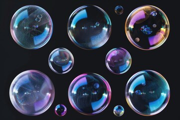 Sticker - A cluster of soap bubbles stacked on top of each other, with varying sizes and shapes