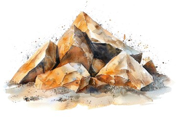 Sticker - A watercolor painting of a pile of rocks, suitable for use in design and art projects