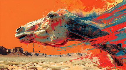 Wall Mural - Abstract Horse in Desert