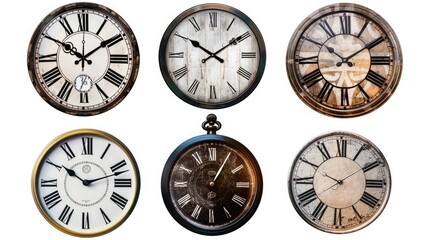Poster - A collection of four clocks with Roman numeral displays
