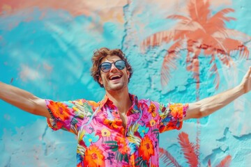 Poster - A person wearing a vibrant shirt and shades, suitable for casual or fun occasions