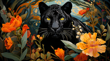 Canvas Print - Black Panther in Bloom