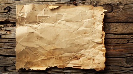 Poster - Aged paper on wooden surface with space for writing