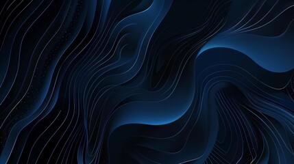 Poster - Blue and black vector abstract background with wavy elements and gradients for technology, finance, and business designs. Ideal for slides, posters, brochures, websites, emails various design projects