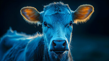 Wall Mural - Blue Cow Portrait