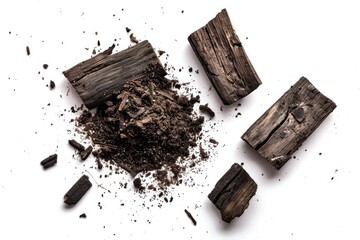 Poster - A detailed shot of soil and wooden debris, ideal for use in environmental or nature-themed projects