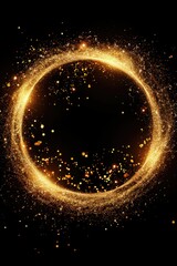 Poster - A circle of golden sparks against a dark background, perfect for creating a sense of luxury or adding some sparkle to your design