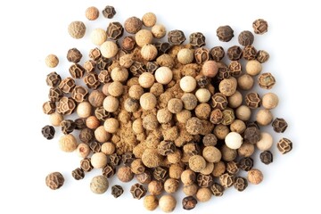 Poster - A stack of various nuts on a clean and pure white surface