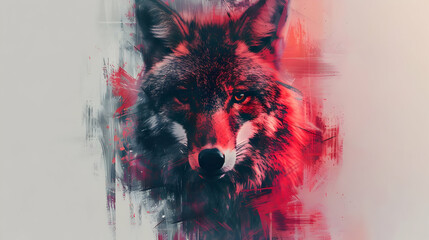 Sticker - Red Wolf Abstract Art