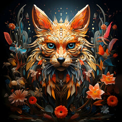 Poster - Fox in a Floral Tapestry