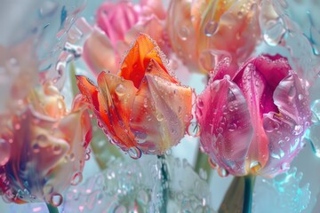 Poster - A close-up view of a bouquet of fresh flowers arranged in a decorative vase