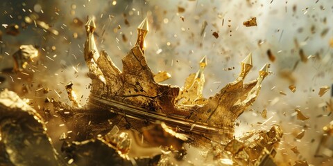 Aufkleber - A detailed view of a beautiful gold artwork with intricate designs and patterns