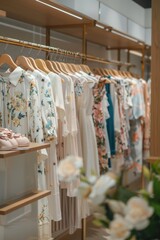 Aufkleber - A rack filled with clothes in a retail store setting, suitable for shopping or fashion-related uses