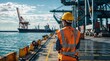 © engkiang - Worker At Shipping Port Wearing Safety Gear
