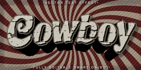 Poster - Worn Western Cowboy Bronze Vector Fully Editable Smart Object Text Effect