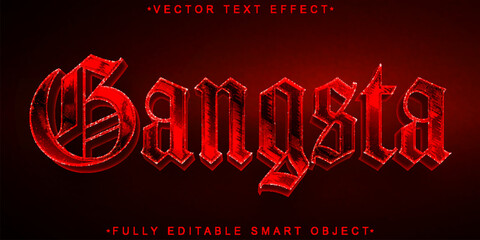 Poster - Red And Silver Gangster Vector Fully Editable Smart Object Text Effect