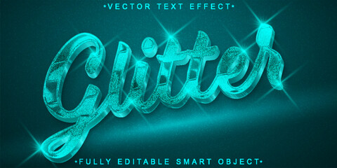 Poster - Blue Shiny Luxury Glitter Vector Fully Editable Smart Object Text Effect