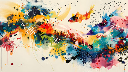 Poster - Abstract Watercolor Fish Painting