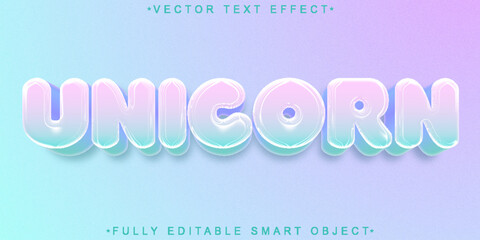 Wall Mural - Colorful Cute Unicorn Vector Fully Editable Smart Object Text Effect