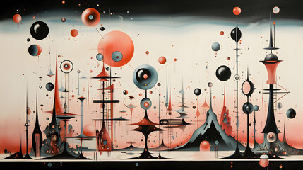 Wall Mural - Abstract Cityscape with Geometric Shapes