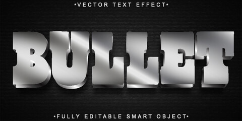 Poster - Bullet Silver Vector Editable Text Effect Template