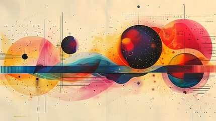 Canvas Print - Abstract Art: Planets and Colors