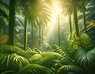 Wall Mural - A sun-drenched jungle thrives