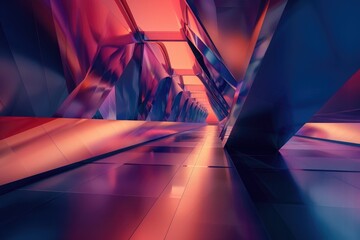 Poster - A cityscape image with a red and blue color scheme, great for use in design projects or as a unique visual element