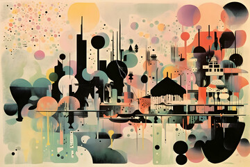 Sticker - Abstract Cityscape Art