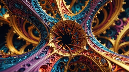 Aufkleber - Ornate floral mosaic tiles in a seamless geometric pattern create a decorative background for art and design