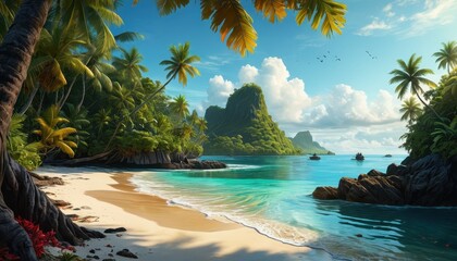 Wall Mural - Tropical Paradise Beach.