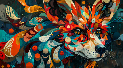 Wall Mural - Abstract Colorful Fox