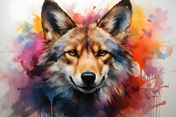 Wall Mural - Watercolor Wolf Painting