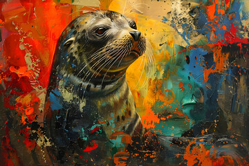 Sticker - Abstract Seal Painting